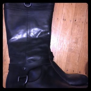 Black leather boots